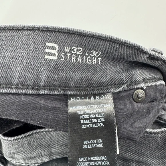 Mott & Bow Mens Straight Leg Jeans 32x30 Charcoal Faded Black Gray Stretch Denim - Picture 5 of 7